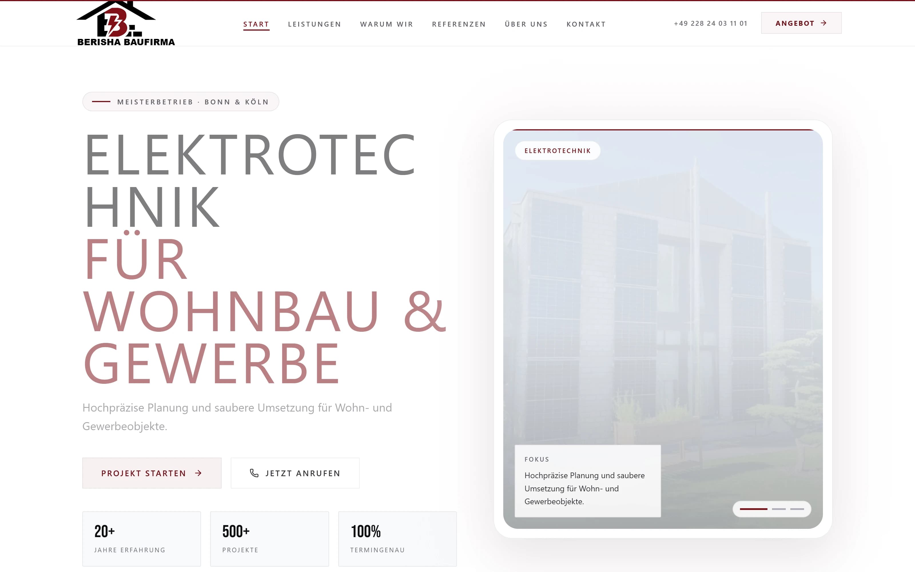 Berisha Baufirma business website