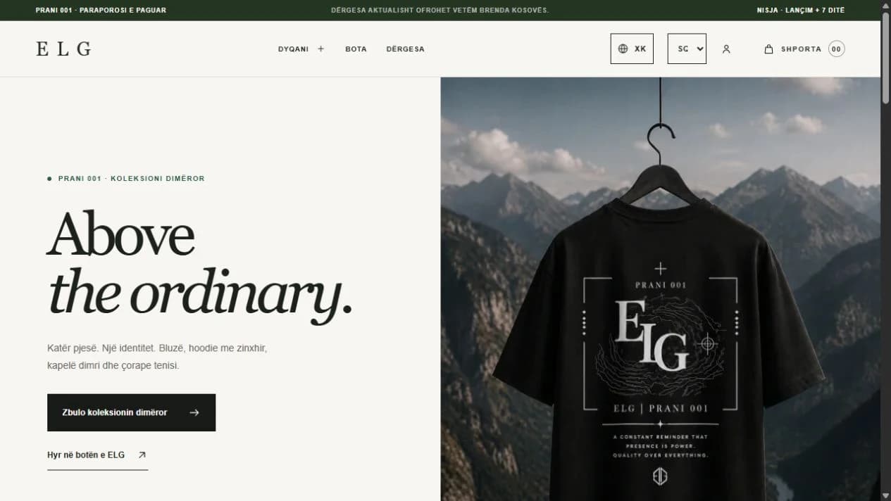 ELG Clothing business website